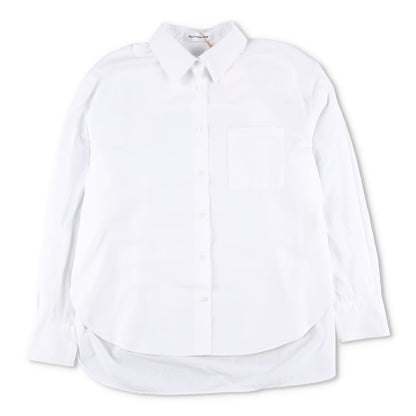 FRANKIE SHOP Women Lui Organic Cotton Button Up Long Sleeve Shirt White L RRP130