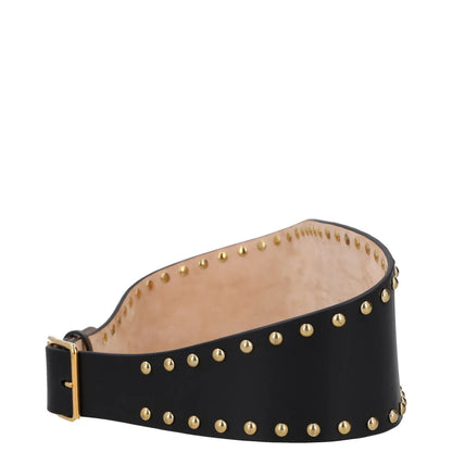 ALEXANDER MCQUEEN Womens Waist Belt Black Leather Gold Studded Size 75 RRP 300 — View 2