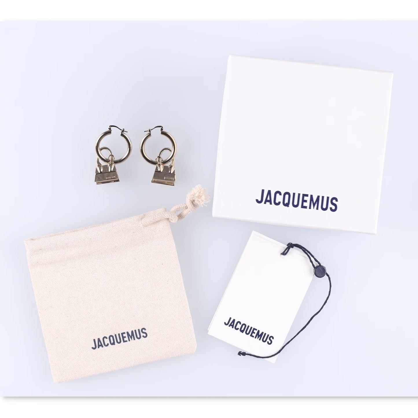 JACQUEMUS Les Creoles Chiquito Dangle Earrings Metallic Snap Closure OS RRP 165 — View 5