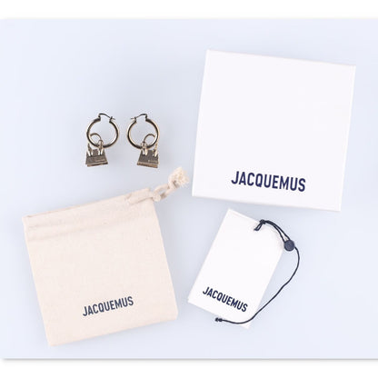 JACQUEMUS Les Creoles Chiquito Dangle Earrings Metallic Snap Closure OS RRP 165 — View 5