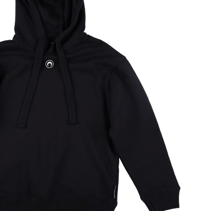 MARINE SERRE Womens Organic Cotton Fleece Hoodie Black Logo Size XS RRP 330 — View 6