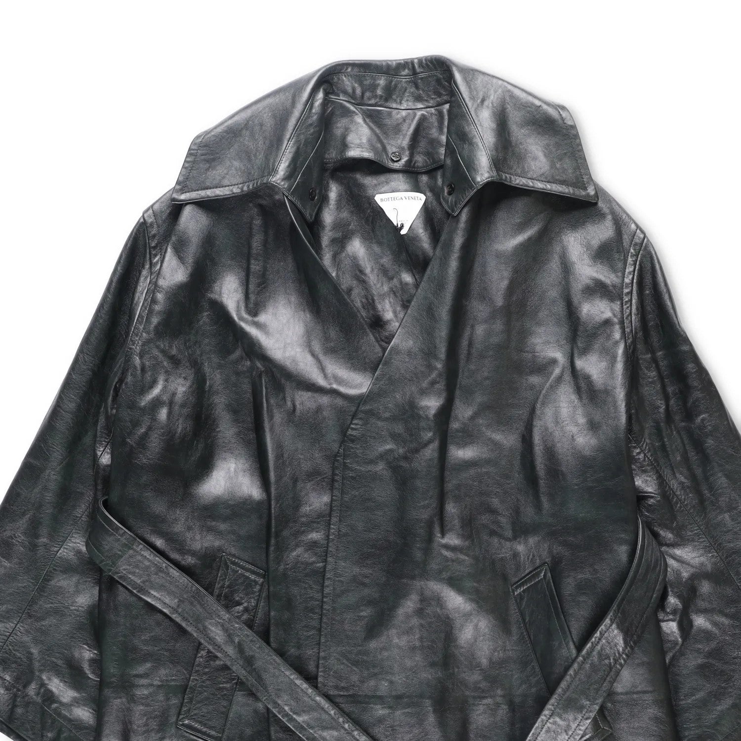 BOTTEGA VENETA Womens Overcoat Knee Length Relaxed Fit Leather Grey 40 RRP 6720 — View 2