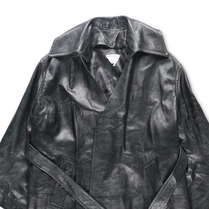 BOTTEGA VENETA Womens Overcoat Knee Length Relaxed Fit Leather Grey 40 RRP 6720 — View 2