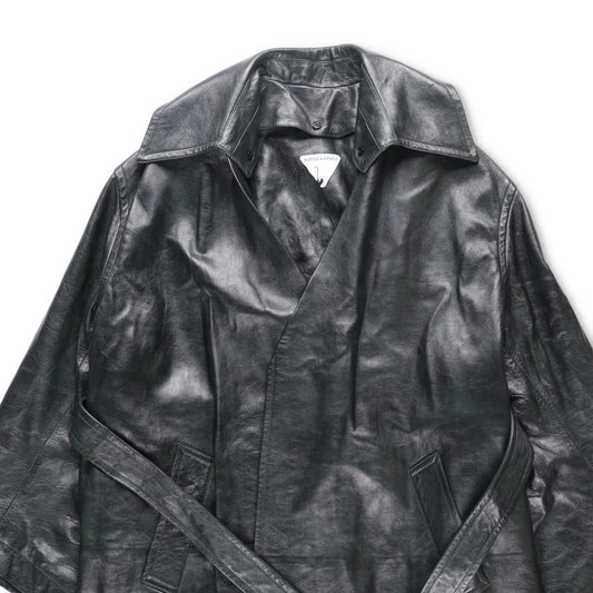 BOTTEGA VENETA Womens Overcoat Knee Length Relaxed Fit Leather Grey 40 RRP 6720 — View 2