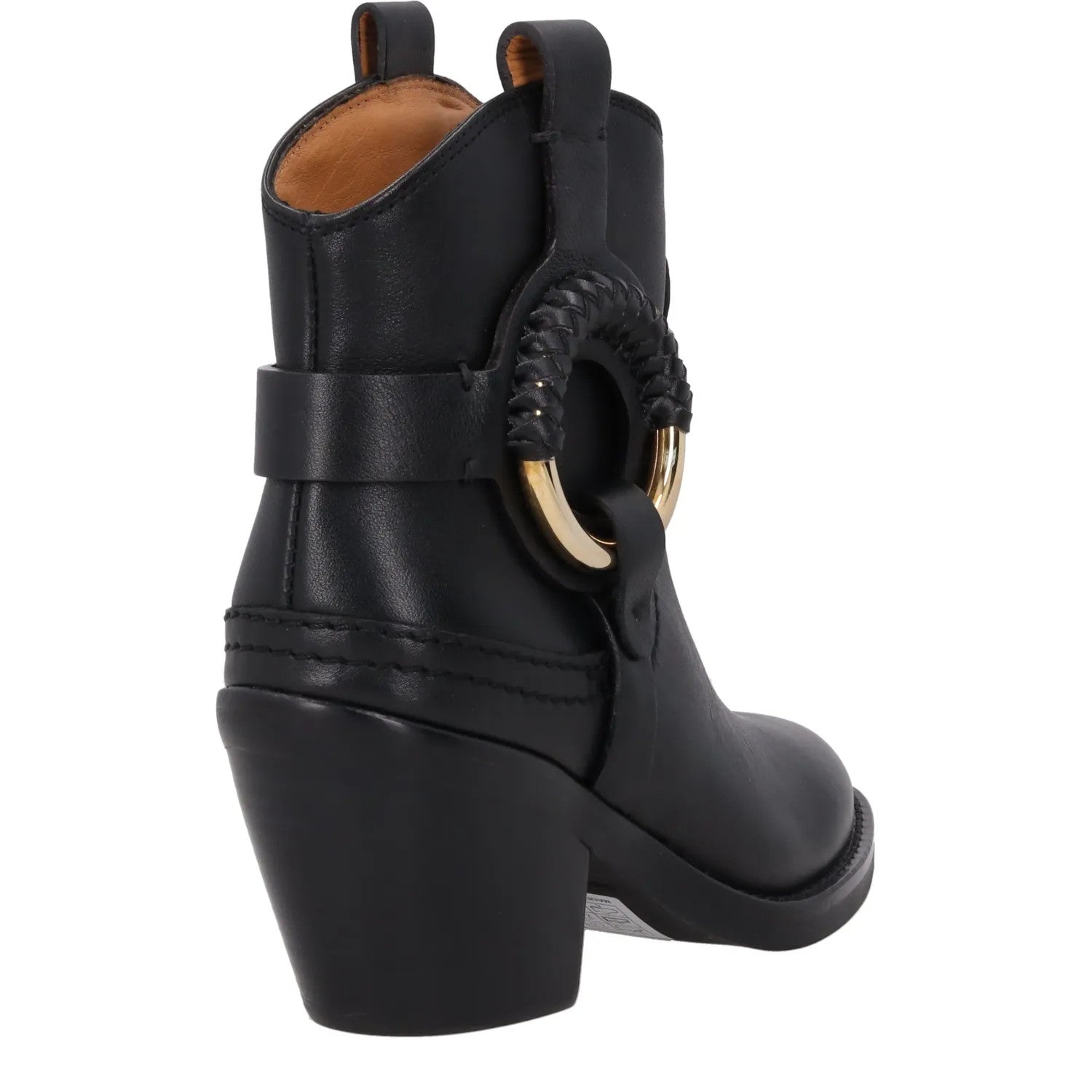 SEE BY CHLOE Womens Hana Ankle Boots Black Leather Round Toe Mid Heel 39 RRP 525 — View 6