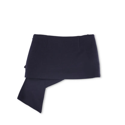 PRADA Womens Mini Skirts Navy Blue Asymmetric Wool Zip Size 42 RRP 1460 — View 3