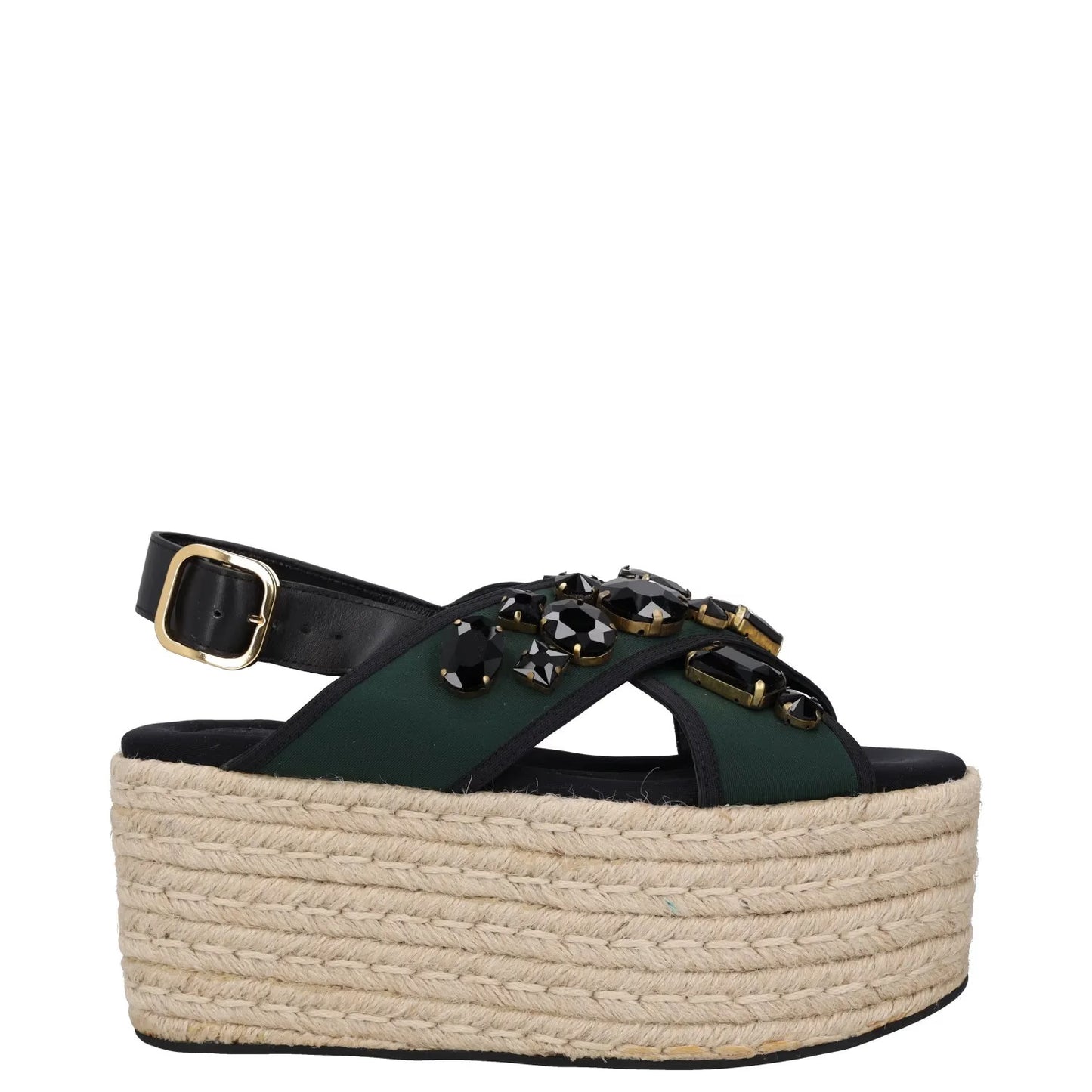 MARNI Womens Espadrille Sandals Black Leather Buckle Strappy UK 5 RRP 250