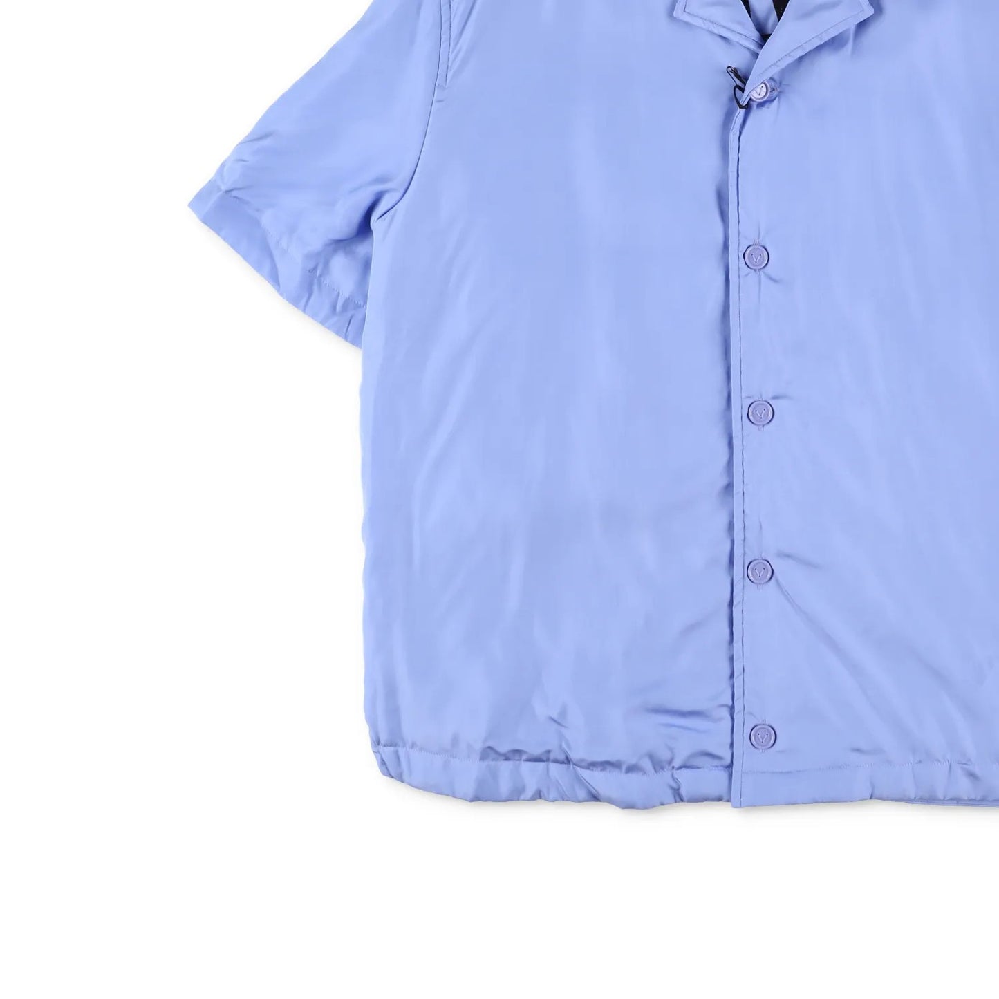 BOTTEGA Men Button Up Shirt Blue Short Sleeve Satin Regular Polyester 48 RRP1250 — View 3