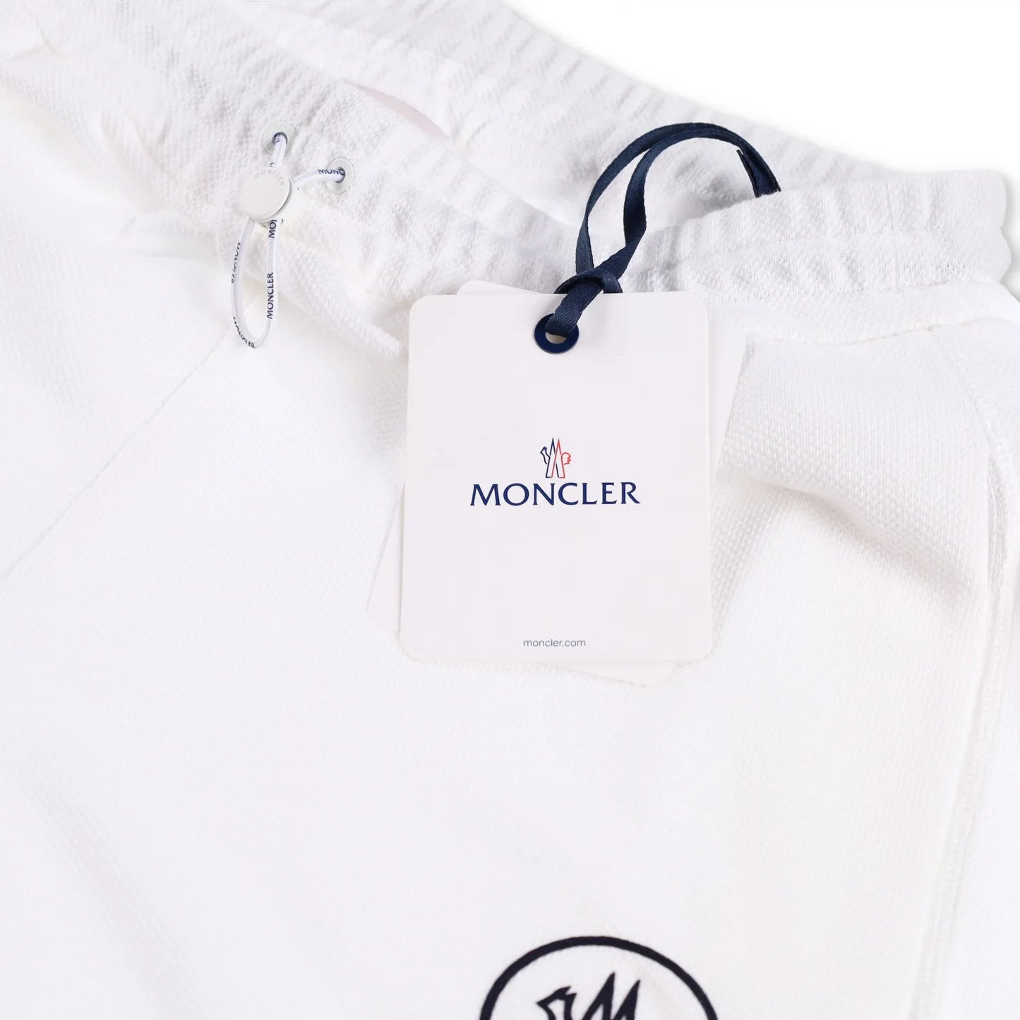 MONCLER Womens Sweat Bottoms Shorts Logo Patch Bermuda White Size M RRP 395 — View 6