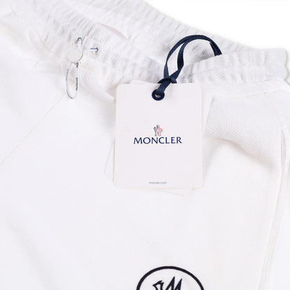 MONCLER Womens Sweat Bottoms Shorts Logo Patch Bermuda White Size M RRP 395 — View 6