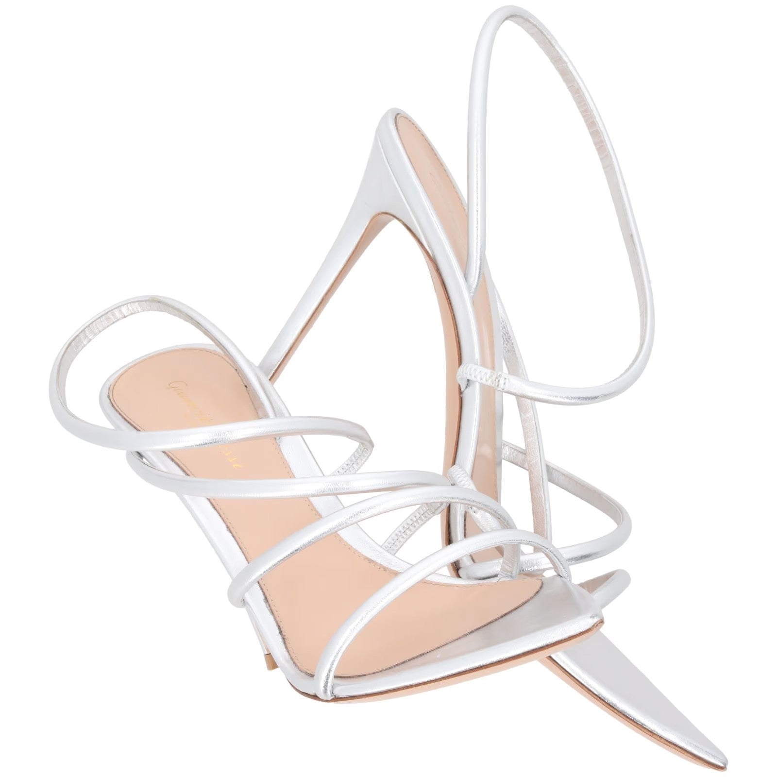 GIANVITO ROSSI Womens Ettie Silver Leather Strappy Stiletto Sandals UK 7 RRP 756 — View 8