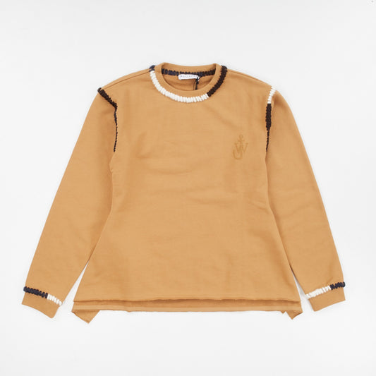 JW ANDERSON Asymmetric Contrast Stitch Crew Sweat Cotton Womens Tobbaco M RRP245