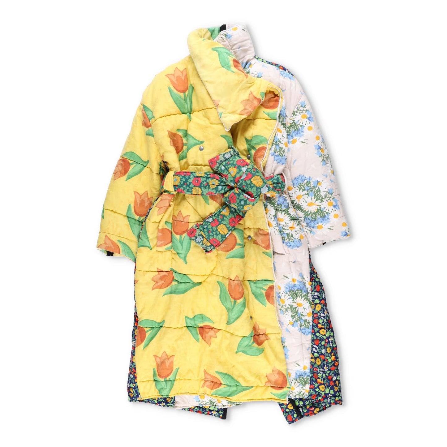 RAVEREVIEW Womens Coat Multicoloured Quilted Cotton Tie Closure One Size RRP1750