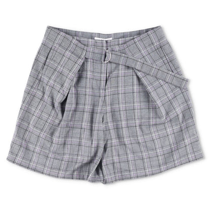 TIBI Womens Plaid Paperbag Shorts Cotton Tie Belt Pleated Front Size 6 RRP 200
