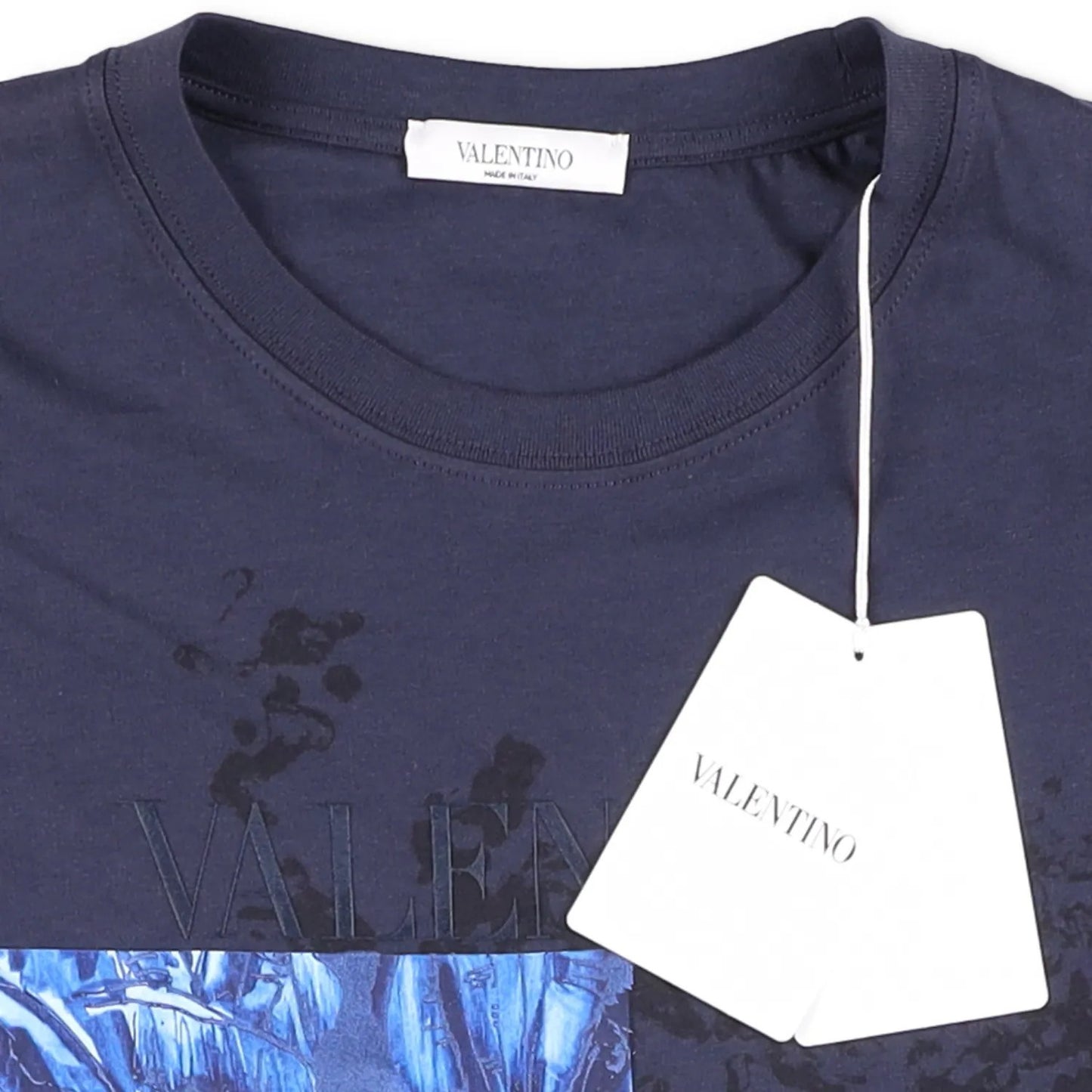 VALENTINO Mens T-Shirt Cotton Blue Crew Neck Front Print Short Sleeve L RRP 250 — View 6