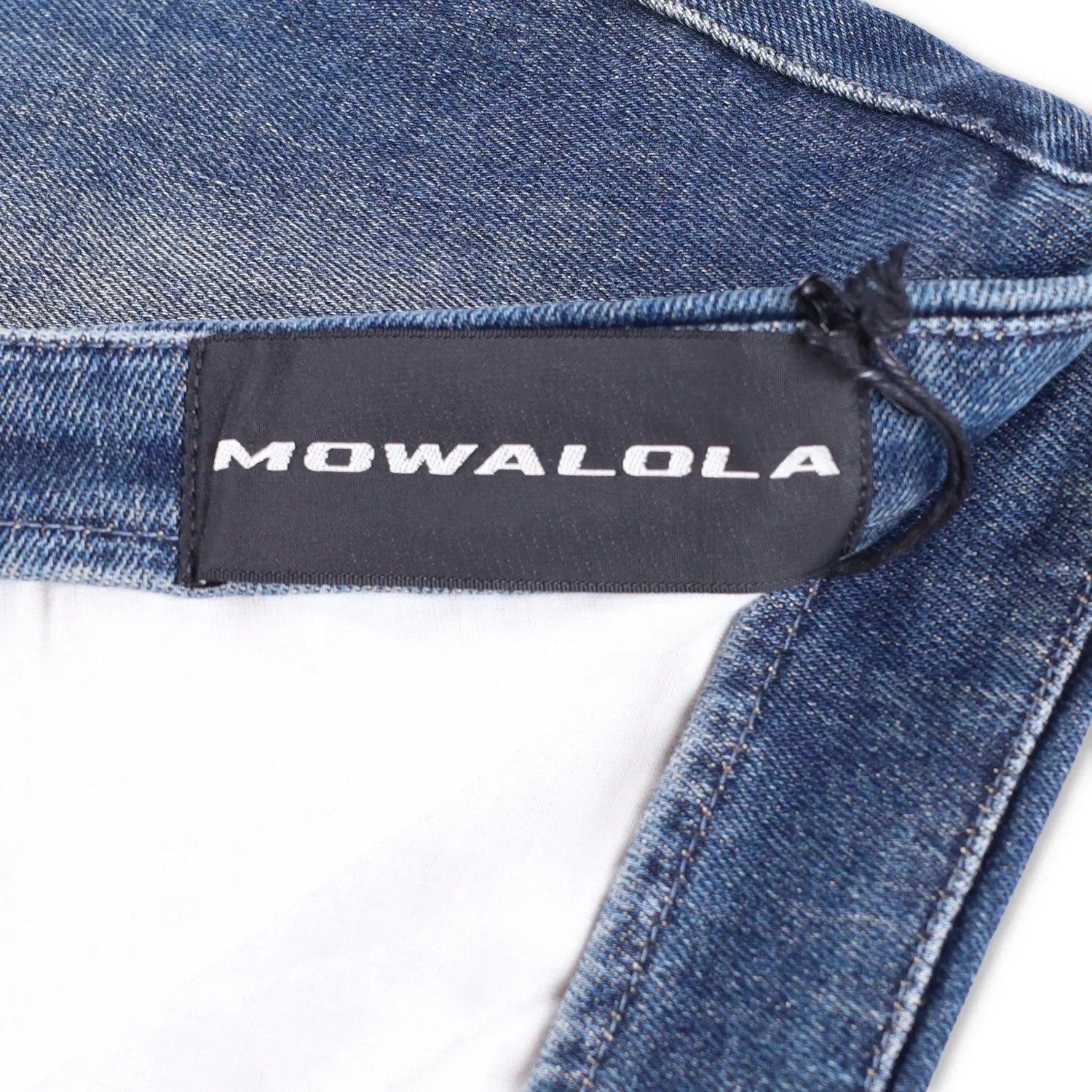 MOWALOLA Womens Embossed Denim Mini Skirt Blue Short Light Wash Size S RRP 320 — View 5