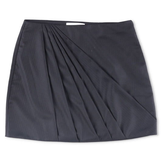 RACIL Women Misha Herringbone Wool High Waisted Mini Draped Skirt Black 3 RRP420