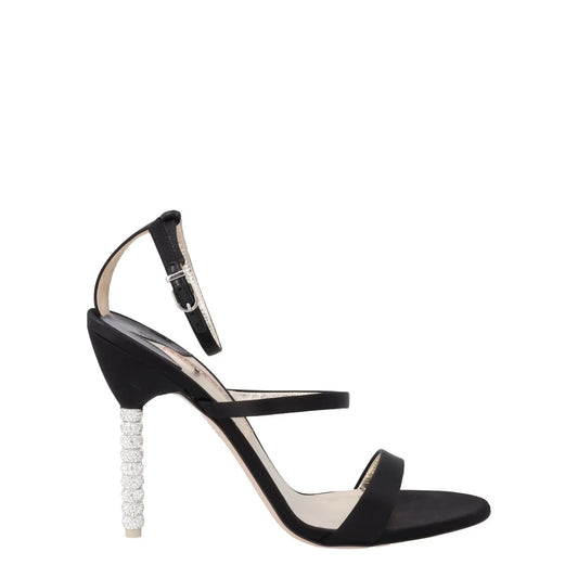 SOPHIA WEBSTER Rosalind Crystal Satin Sandals Black High Heel Buckle EU41 RRP500