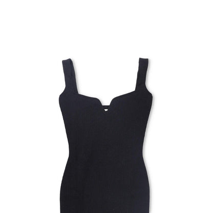 KHAITE Womens Nina Strappy Sweethear Neck Rib Knit Midi Dress Black XL RRP 1050 — View 3