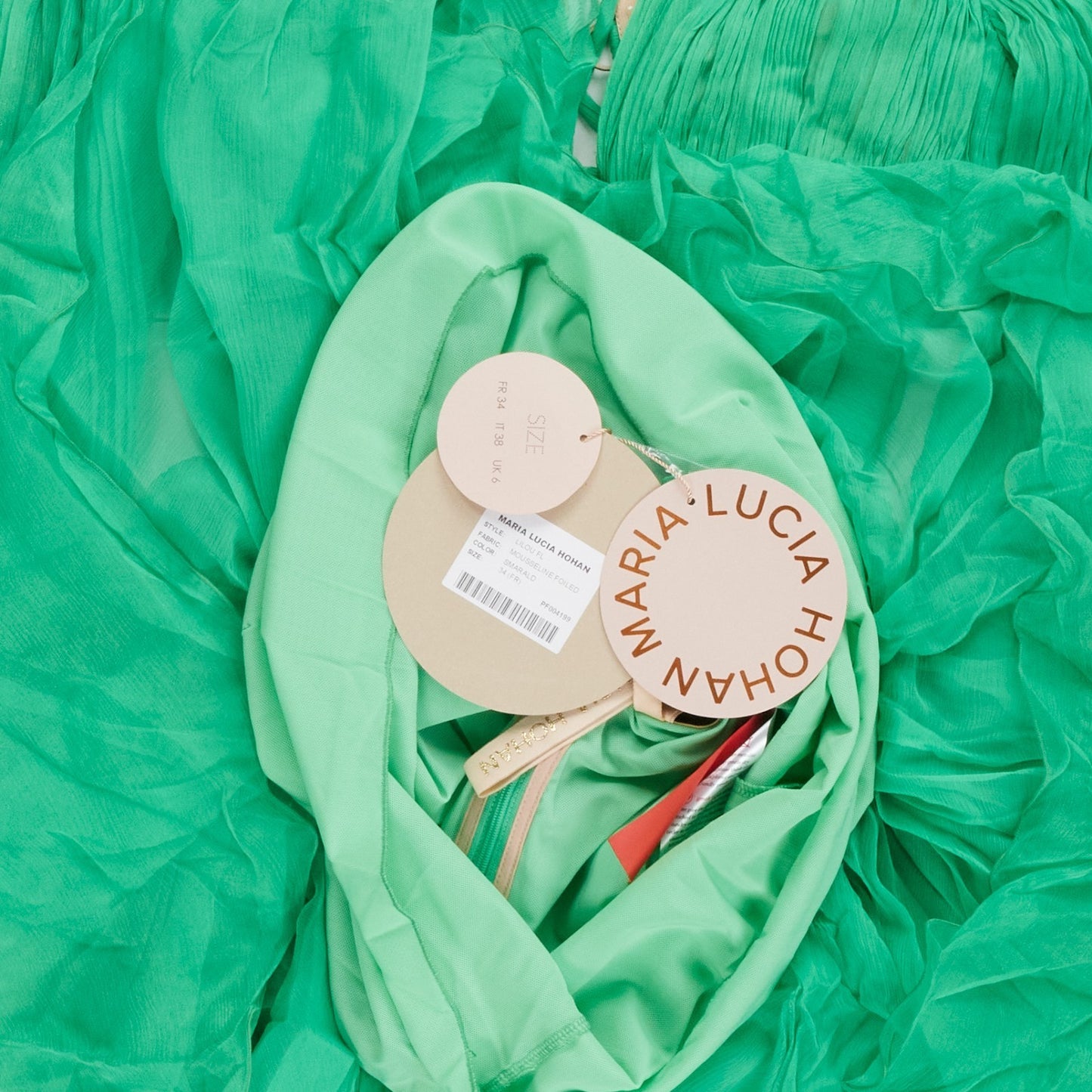 MARIA LUCIA HOHAN Lilo Green Ruffle Silk Mini Dress Size 34 RRP1850 — View 9