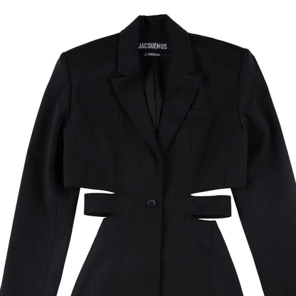 JACQUEMUS Womens La Robe Bari Long Sleeve Side Mini Dress Black 38 RRP 830 — View 2