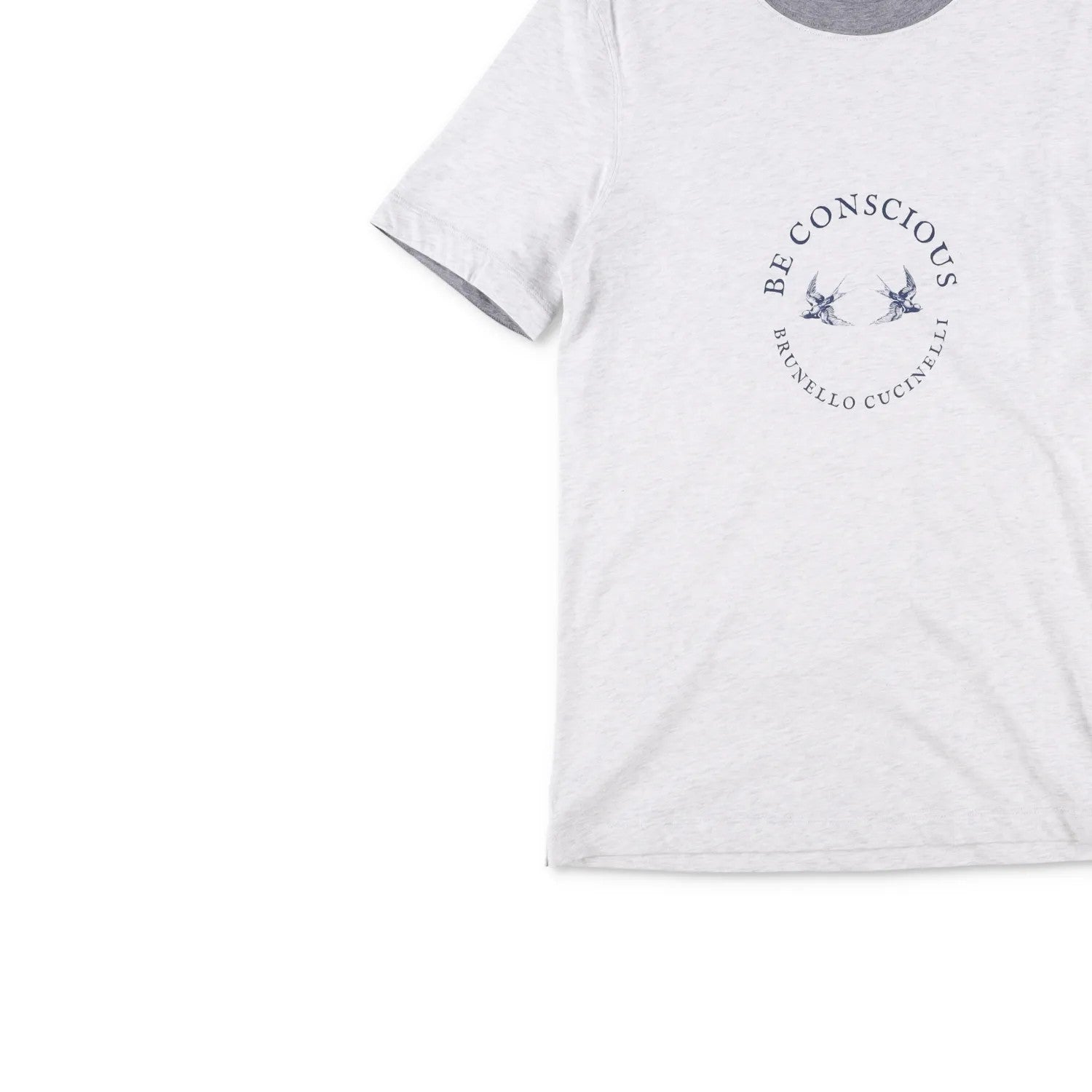 BRUNELLO CUCINELLI Mens T-Shirt White Cotton Crew Neck Short Sleeve XS RRP 300 — View 3