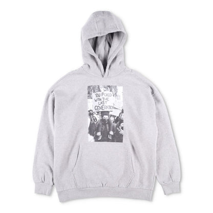 WWS Mens Hoodie Cotton Hoodie Pullover Front Large Print Grey Size S RRP 150