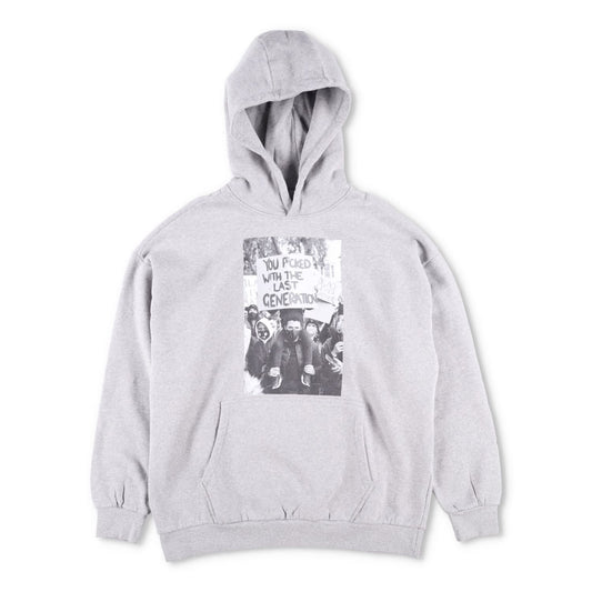 WWS Mens Hoodie Cotton Hoodie Pullover Front Large Print Grey Size S RRP 150