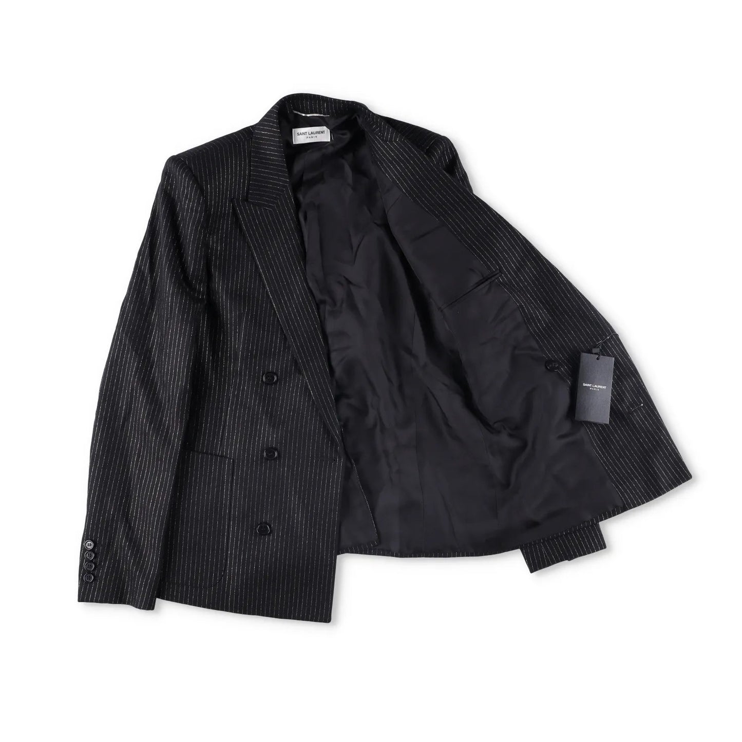 SAINT LAURENT Mens Button Accents Blazer Cotton Blend Black Size 48 RRP 2045 — View 9