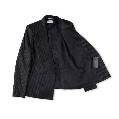 SAINT LAURENT Mens Button Accents Blazer Cotton Blend Black Size 48 RRP 2045 — View 9