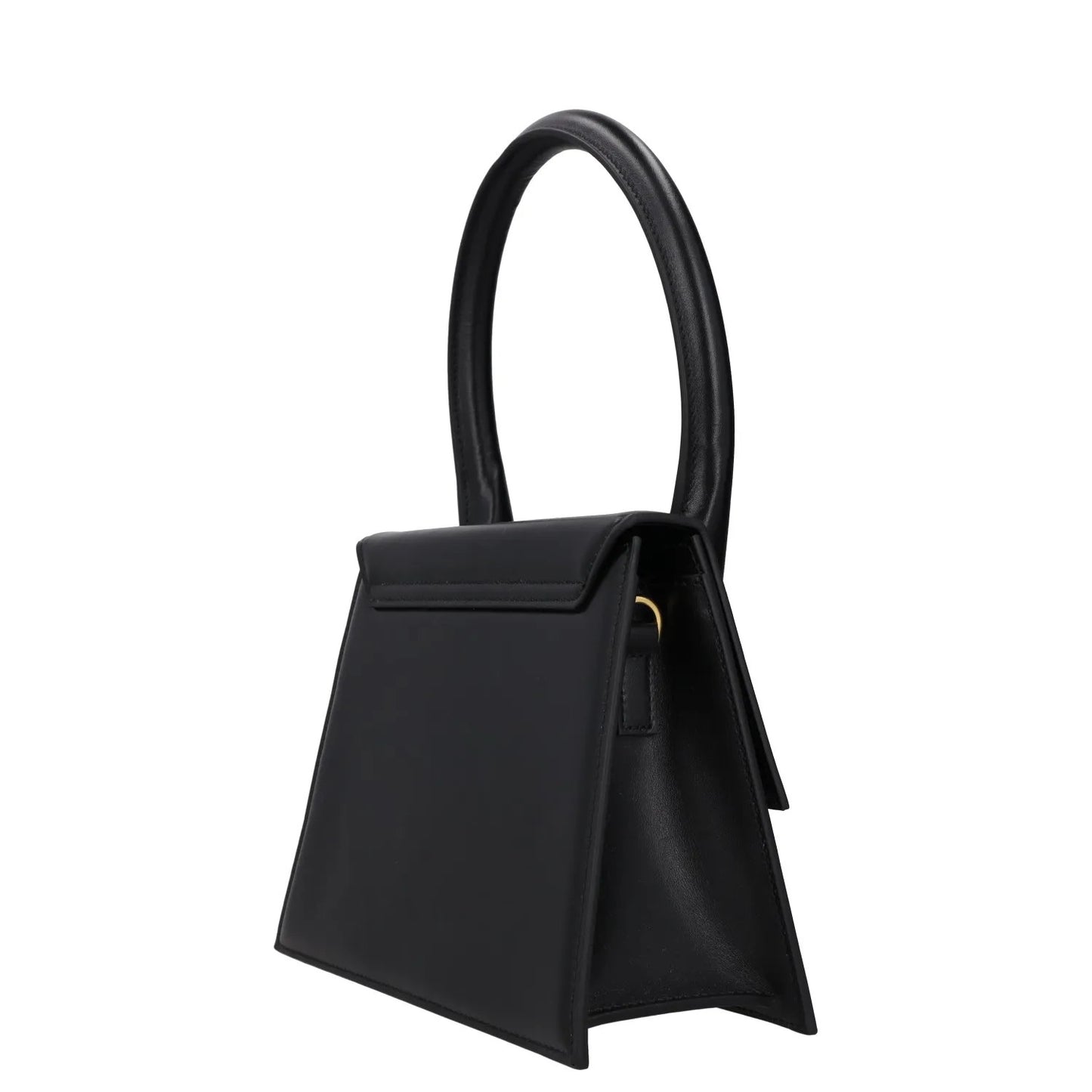 JACQUEMUS Womens Top Handle Bag Black Leather Flap Closure Gold Logo OS RRP 640 — View 5