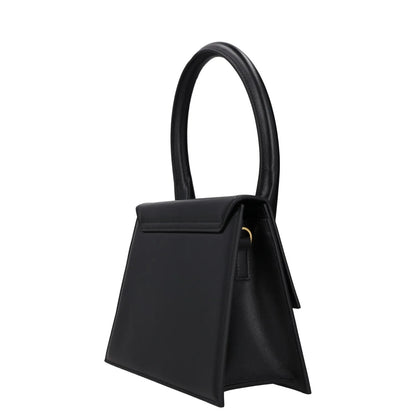 JACQUEMUS Womens Top Handle Bag Black Leather Flap Closure Gold Logo OS RRP 640 — View 5