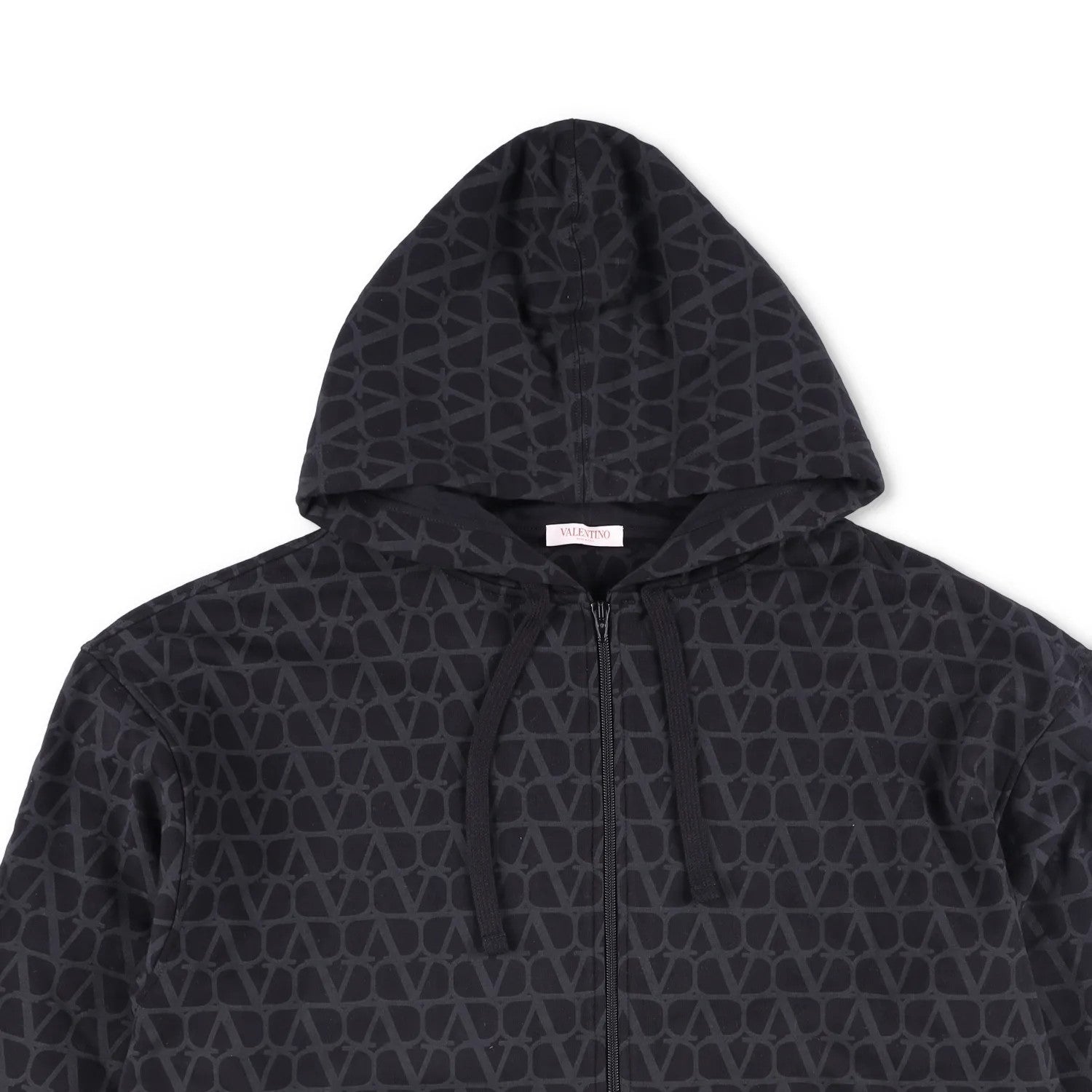 VALENTINO Mens Jersey Felpa Sweatshirt Full Zip Hooded Black Size L RRP 1550 — View 2