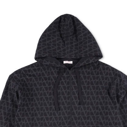 VALENTINO Mens Jersey Felpa Sweatshirt Full Zip Hooded Black Size L RRP 1550 — View 2