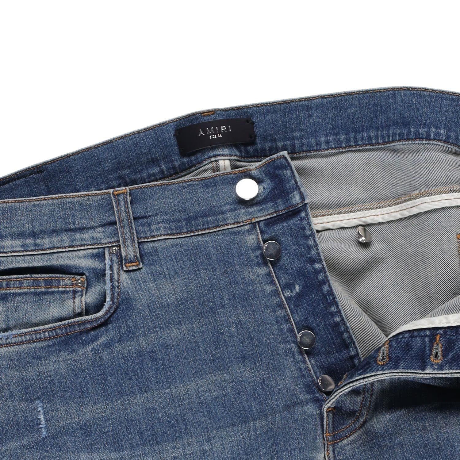 AMIRI Mens Mx1 Skinny Jeans Blue Denim Mid Rise Button Closure Size 36 RRP 1115 — View 2