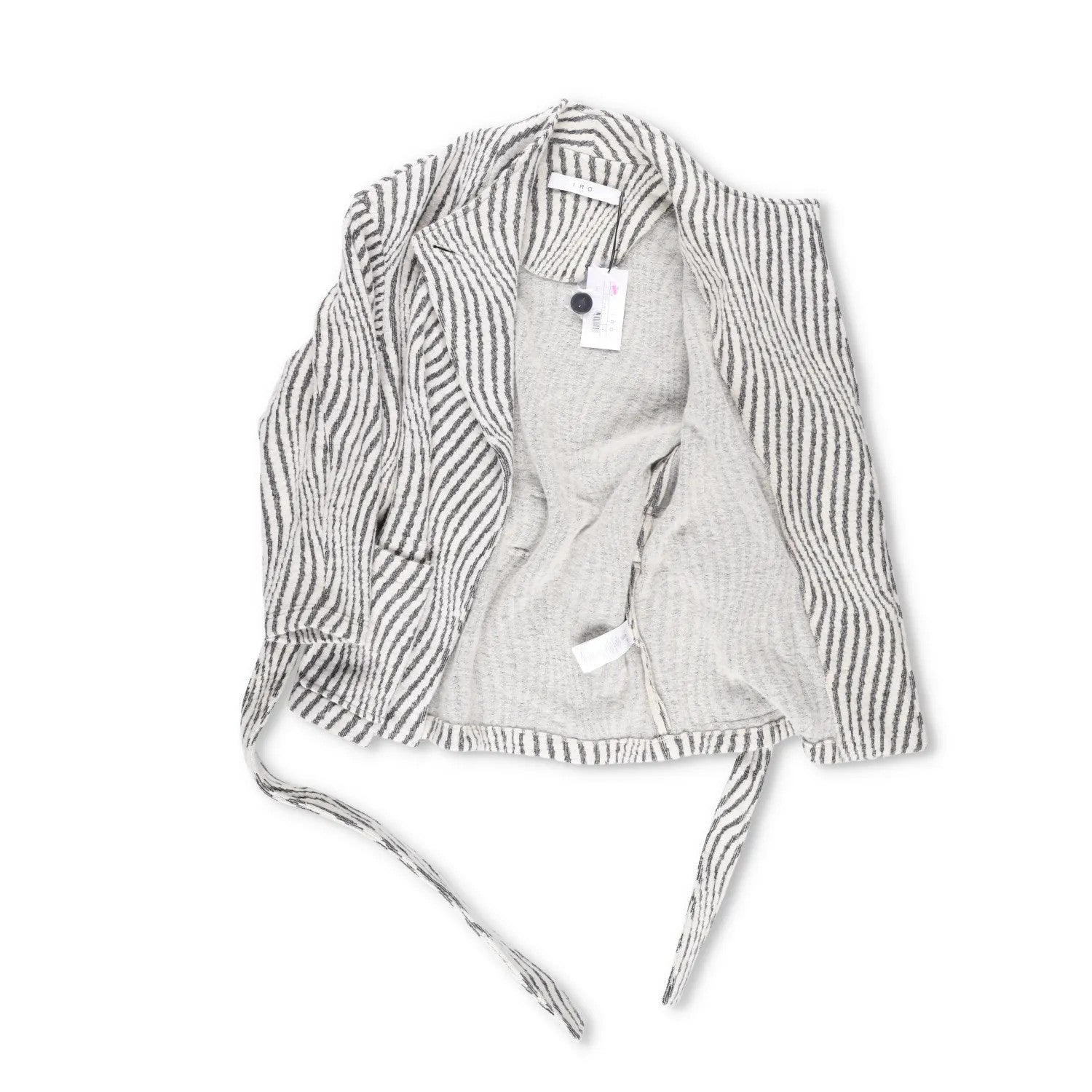 IRO PARIS Womens Kimono Jacket Wool Blend Grey White Striped Size 36 RRP 500 — View 7