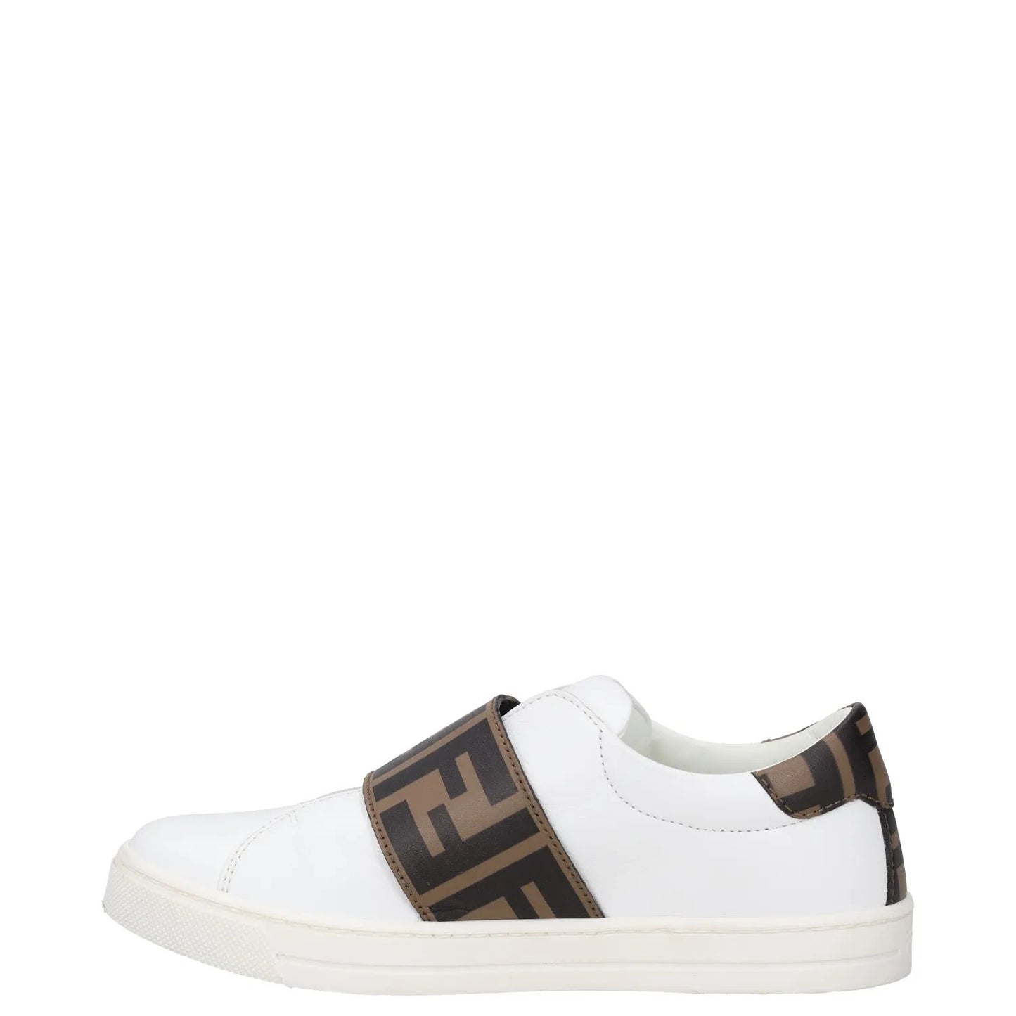 FENDI Boys Trainer White Leather Low Top Lace Up Beige Logo UK 12.5 RRP 175 — View 4