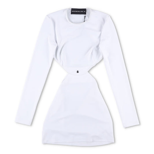 MOWALOLA Womens Power Jersey Two Pieces Mini Dress White Long Sleeve S RRP 510