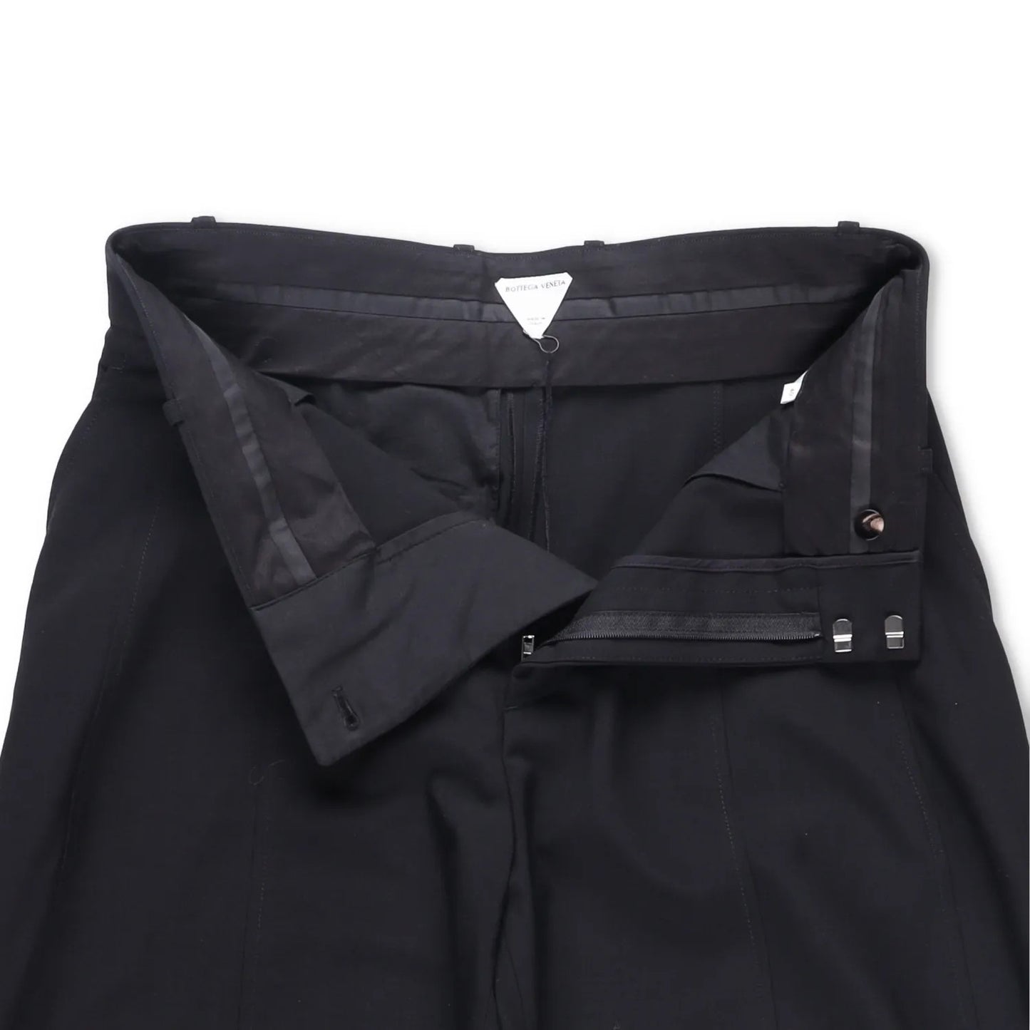 BOTTEGA VENETA Womens Wide Leg Twill Trousers Black Pleated Button 40 RRP 1015 — View 6