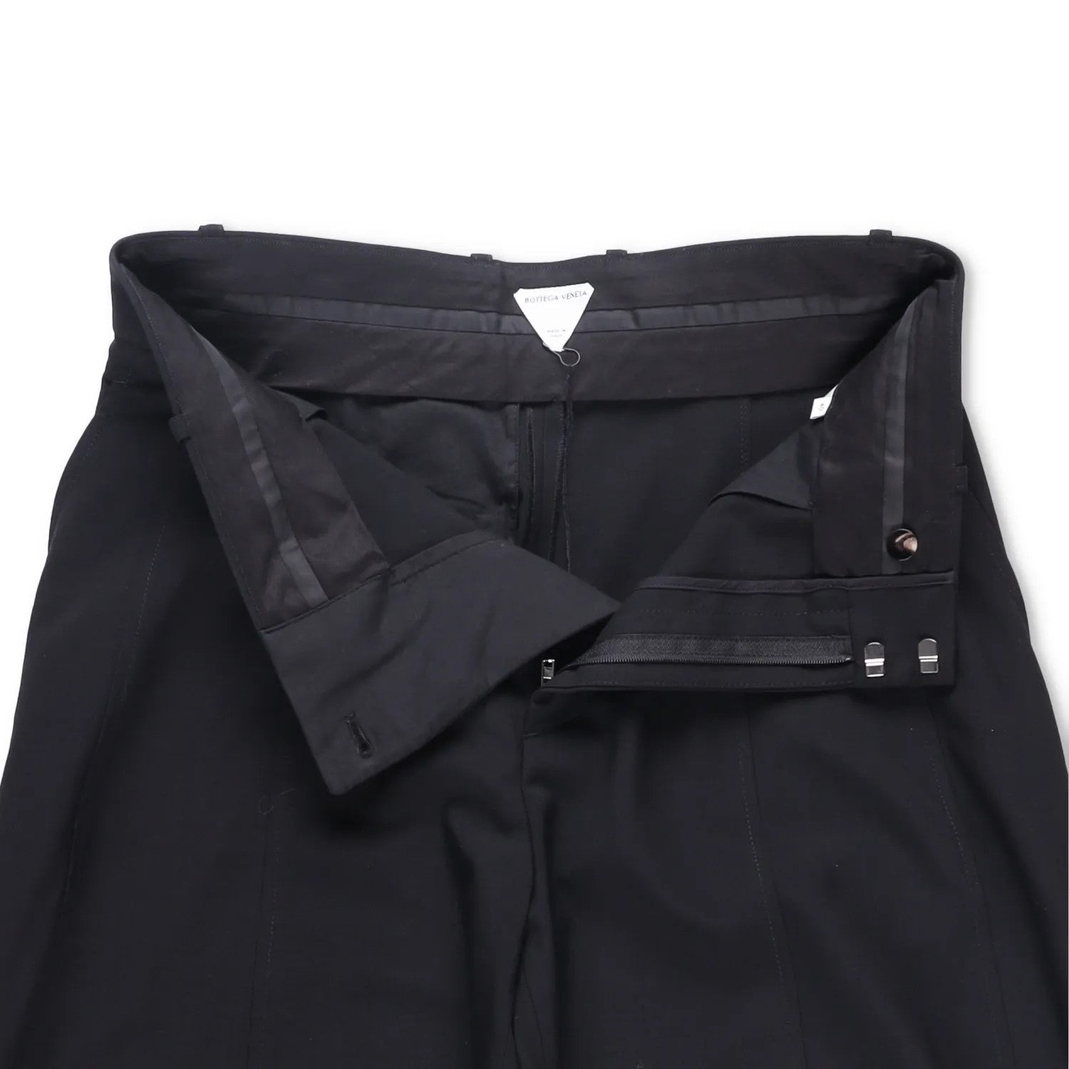 BOTTEGA VENETA Womens Wide Leg Twill Trousers Black Pleated Button 40 RRP 1015 — View 6