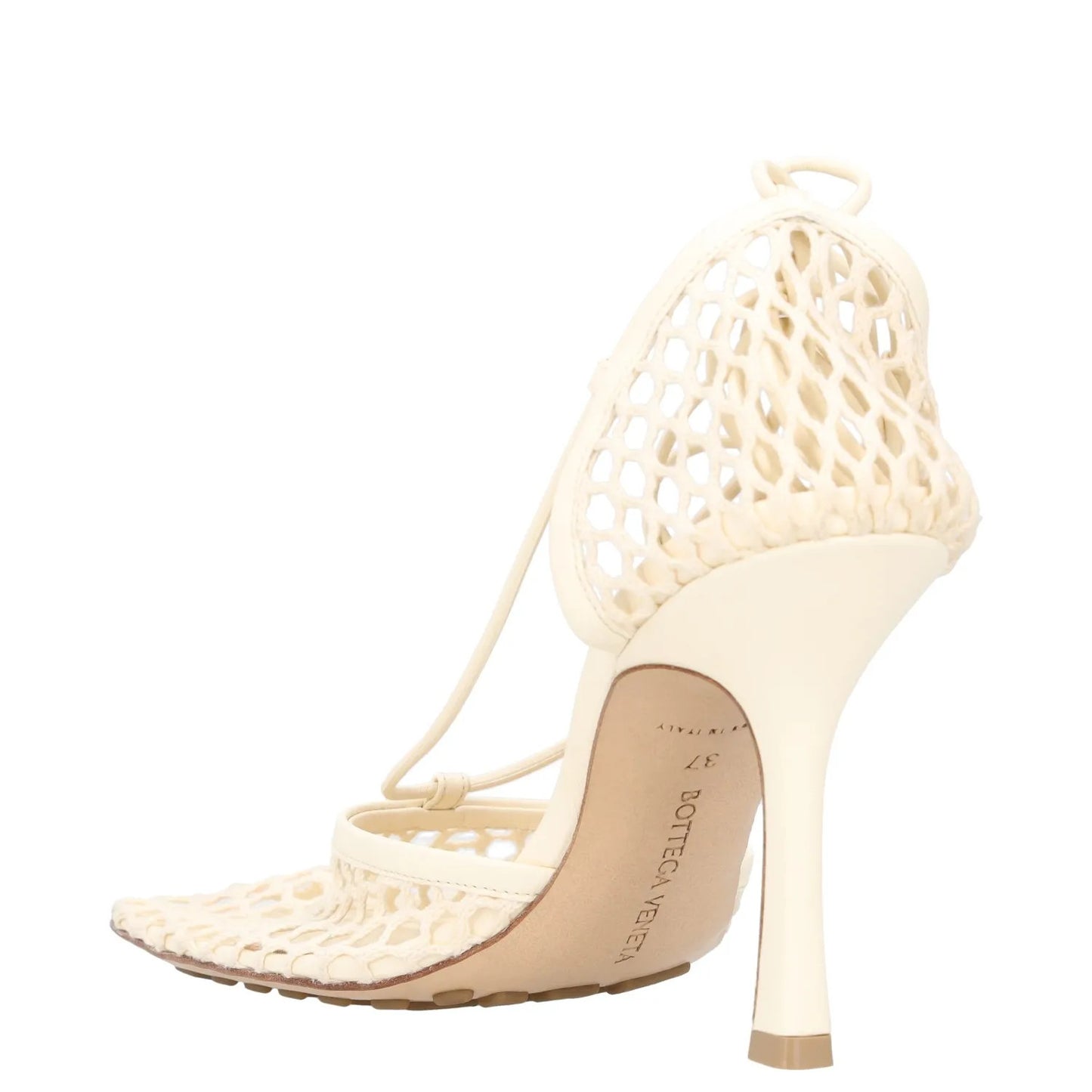 BOTTEGA VENETA Womens Court Heels Beige Synthetic Lace Open Toe UK 4 RRP 770 — View 5