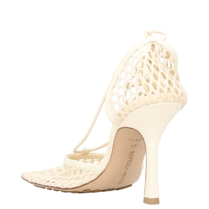 BOTTEGA VENETA Womens Court Heels Beige Synthetic Lace Open Toe UK 4 RRP 770 — View 5