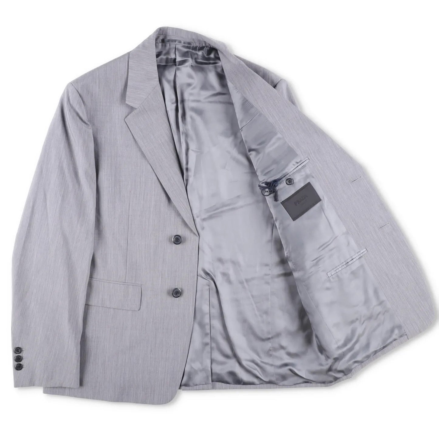 PRADA Mens Mohair Seta Suit Blazer Light Grey Double Breasted Size 50 RRP 2900 — View 7