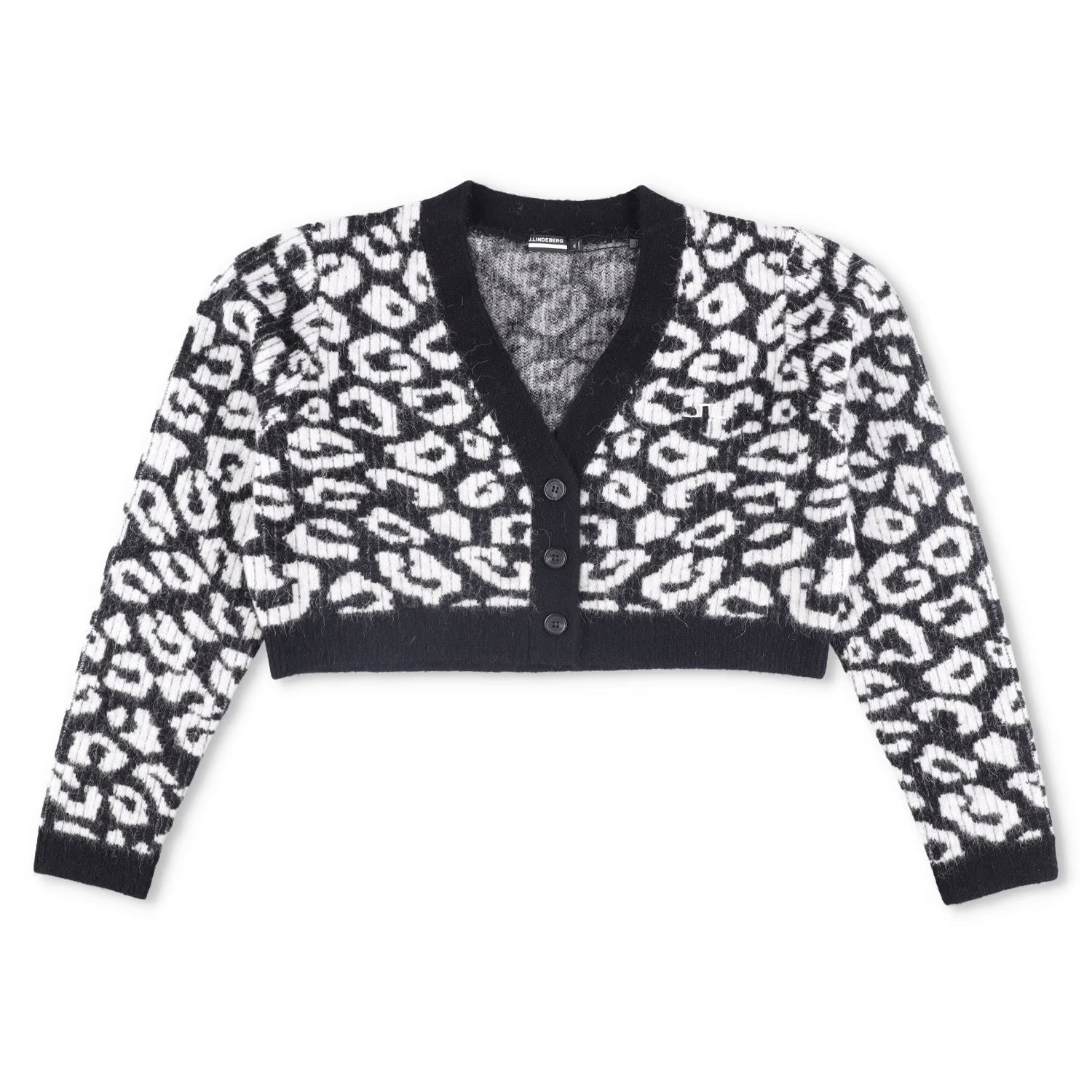 J.LINDEBERG Womens Mallory Cropped Cardigan Black White Long Sleeve XL RRP 190