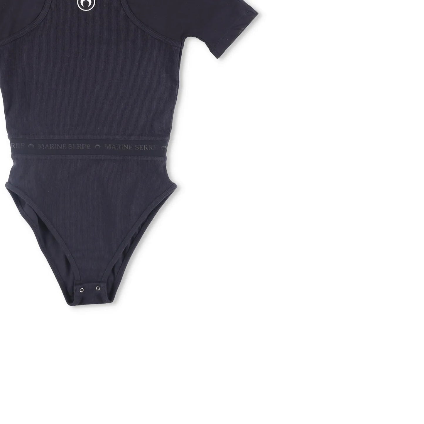 MARINE SERRE Womens Organic Cotton Rib 2X2 One-Piece Bodysuit Black XS RRP 260 — View 4