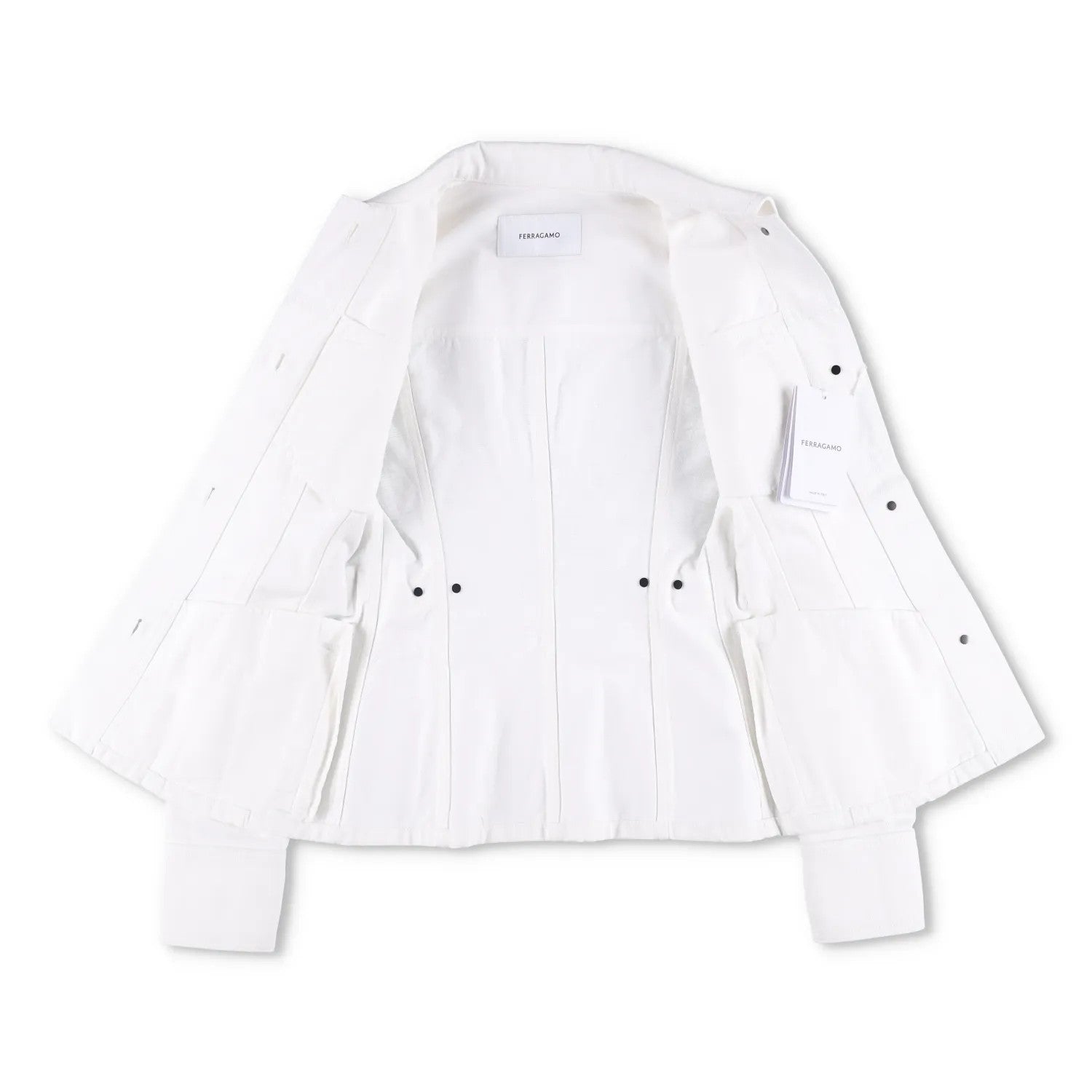 SALVATORE FERRAGAMO Womens Denim Jacket Long Sleeve Buttoned White 36 RRP 1250 — View 6