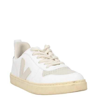 VEJA Boys Trainers White Green Beige Leather Low Top Lace Up UK 3 RRP 75 — View 2