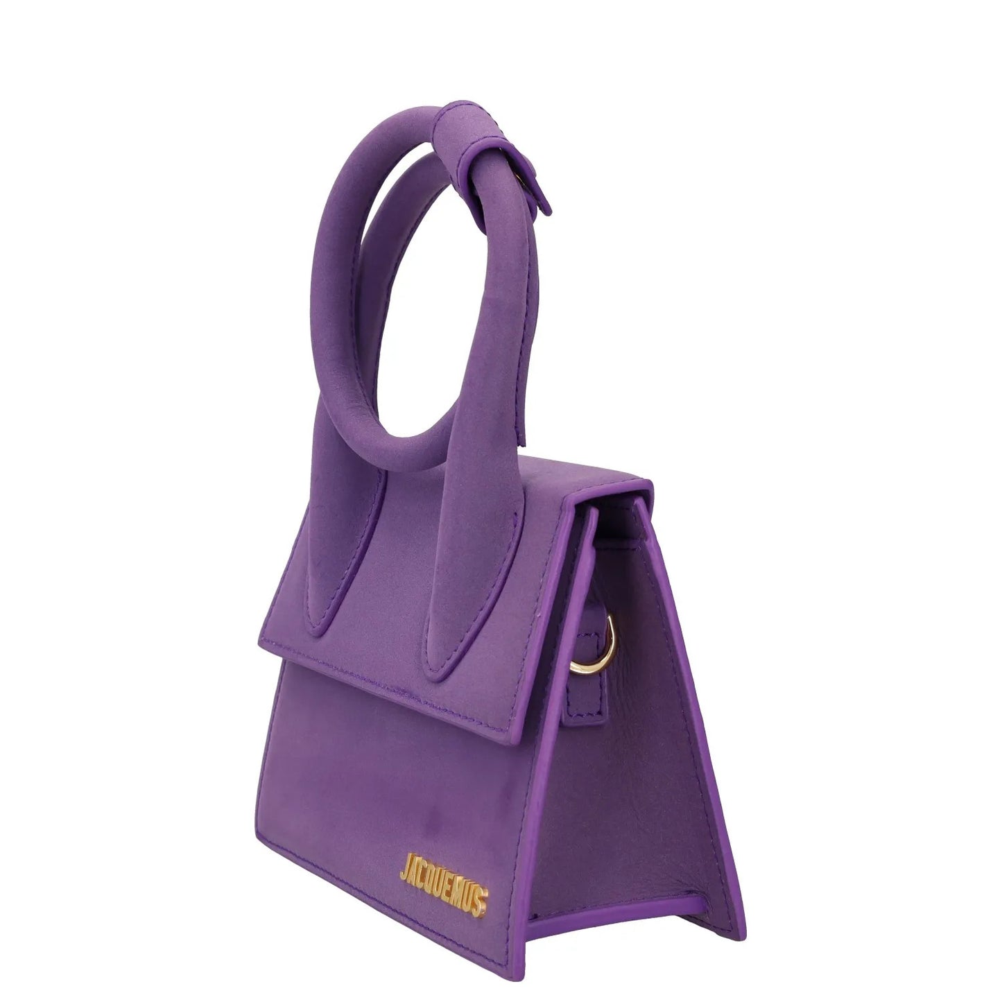 JACQUEMUS Womens Top Handle Bag Purple Leather Flat Closure Gold Accent S RRP450 — View 2