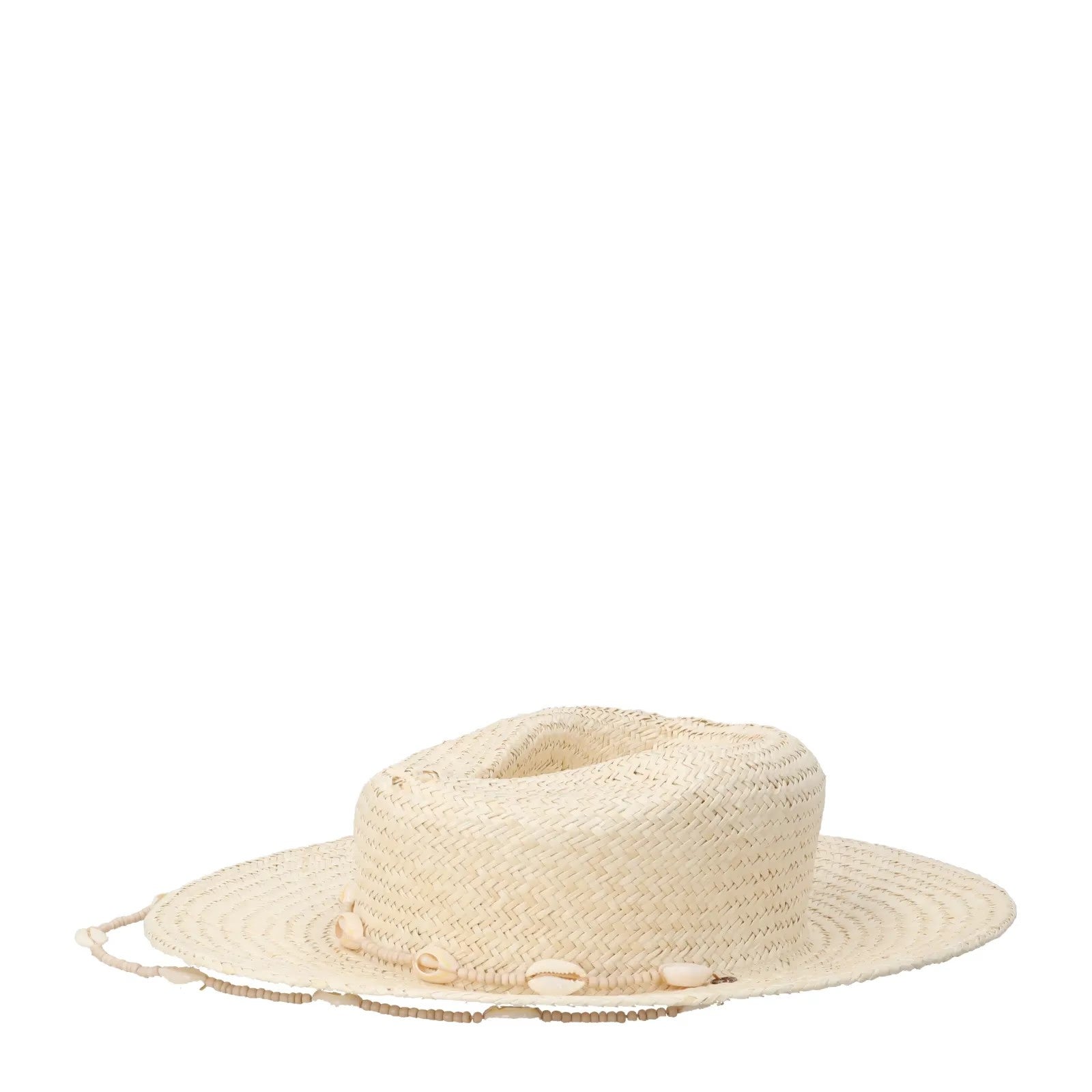 LACK OF COLOUR Womens Seashells Straw Fedora Hat Beaded Neutral Size S RRP 155 — View 3