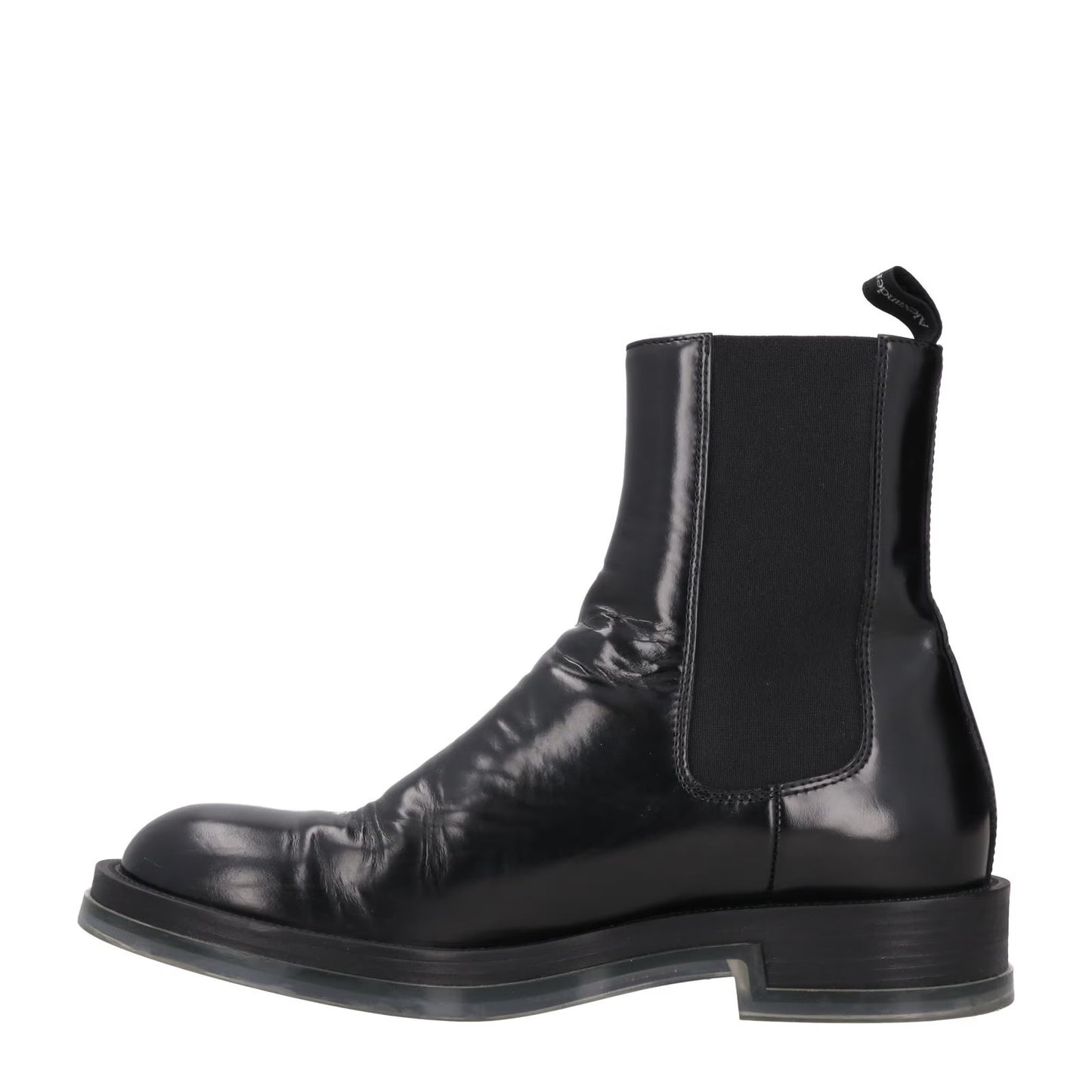 ALEXANDER MCQUEEN Mens Chelsea Boot Transparent Sole Black Leather UK 7 RRP 900 — View 4